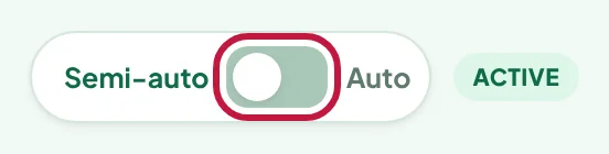 The Semi-auto and Auto switch on a campaign page
